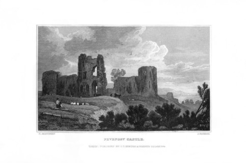 Pevensey Castle, Pevensey, East Sussex, 1829.Artist: J Rogers