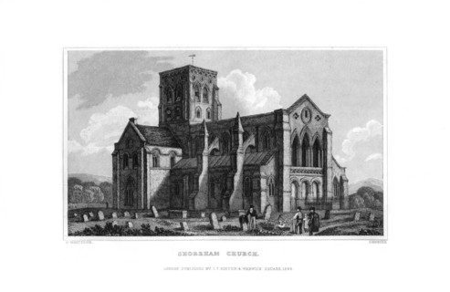 Shoreham Church, West Sussex, 1829.Artist: J Rogers