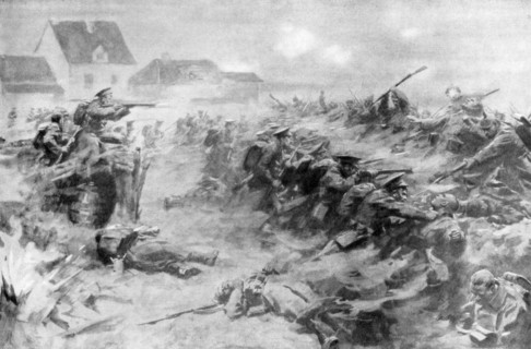 The English drive back the Germans at the Ypres front, Belgium, 11 November 1914, (1926). Artist: Unknown
