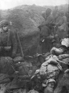 A German trench after an assult by the French 1st Army, France, 1915, (1926). Artist: Unknown