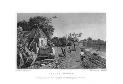 Barnes, Surrey, 1830.Artist: R Winkles