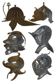 Helmets from the Armeria Real, Madrid, (1870). Artist: Franz Kellerhoven