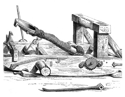 Mangonel, an engine of war in the 15th century, (1870). Artist: Unknown