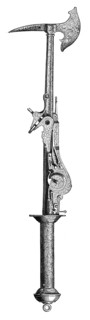 Battleaxe and pistol, 16th century, (1870). Artist: Unknown