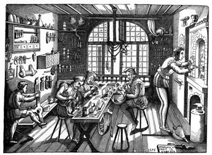 The studio of Etienne Delaune, 1576, (1870).Artist: Etienne Delaune