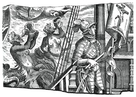 Christopher Columbus on board his ship, during his first voyage to the west, 16th century, (1870). Artist: Unknown