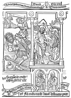 Page from the Biblia Pauperum, 15th century, (1870). Artist: Unknown