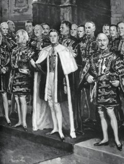 The Earl Marshal, heralds, and other officers of arms, coronation of George VI, 12 May 1937.Artist: W Smithson Broadhead