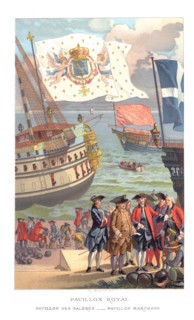 Royal flag, galleon flag and traders' flag, (1885).Artist: Urrabieta