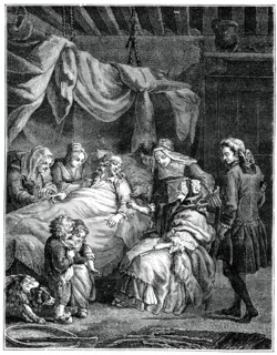 The Lady Receives Charity, (1885).Artist: Eisen