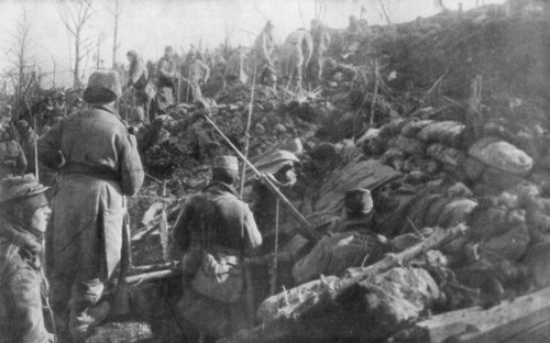 Abandoned German trenches, Eparges ridge, near Verdun, France, August 1915. Artist: Unknown