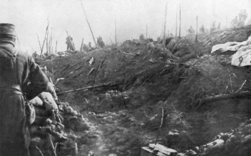 French troops prepare for a German counter-attack, Eparges ridge, near Verdun, France, August 1915. Artist: Unknown