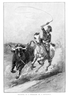 'Rounding Up A Straggler On A Cattle Run', Australia, 1886. Artist: Frank P Mahony