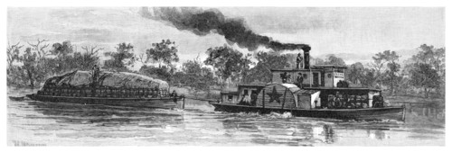 Wool barge on the River Darling, Australia, 1886. Artist: Unknown