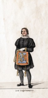 Lord Seal keeper, costume design for Shakespeare's play, Henry VIII, 19th century. Artist: Unknown