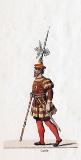 Guard, costume design for Shakespeare's play, Henry VIII, 19th century. Artist: Unknown