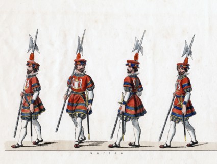 Guard, costume design for Shakespeare's play, Henry VIII, 19th century. Artist: Unknown