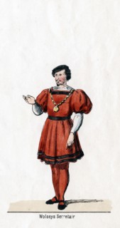 Wolsey's secretary, costume design for Shakespeare's play, Henry VIII, 19th century. Artist: Unknown