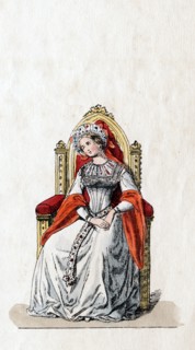 Lady-in-waiting, costume design for Shakespeare's play, Henry VIII, 19th century. Artist: Unknown