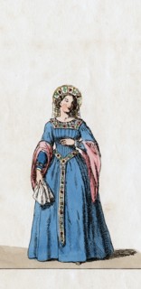 Lady-in-waiting, costume design for Shakespeare's play, Henry VIII, 19th century. Artist: Unknown