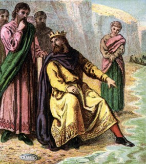 'Canute And His Courtiers', 11th century, (c1850). Artist: Unknown