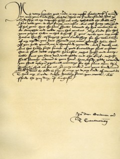 Letter from Thomas Cranmer to Thomas Cromwell, Ford, 13th August 1537. Artist: Thomas Cranmer