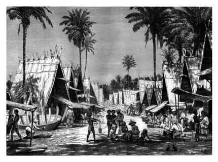 A Walk in the Arou Islands, Indonesia, 19th century.Artist: J Moynet