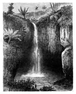 Fall of the river, Tondano, Indonesia, 19th century.Artist: Hubert Clerget