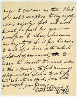 Letter from William Pitt to the Duke of Newcastle, Hayes, 23rd October 1759.Artist: William Pitt