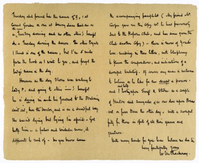 Letter from William Makepeace Thackery to TW Gibbs, 12th September 1851.Artist: William Makepeace Thackeray