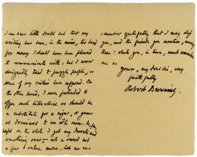 Letter from Robert Browning to William G Kingsland, 27th November 1868. Artist: Robert Browning