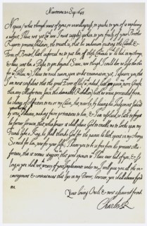 Letter from Charles I to his nephew, Prince Maurice, 20th September 1645. Artist: King Charles I
