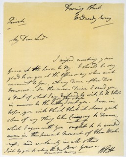 Letter from William Pitt The Younger, October 1790.Artist: William Pitt