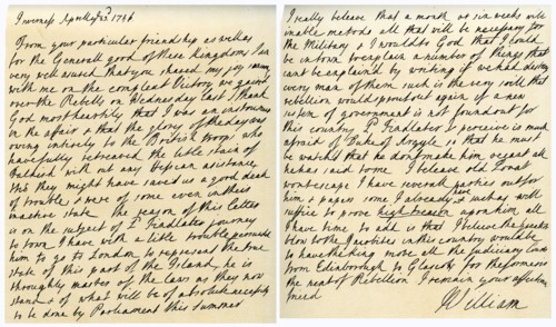 Letter from William Augustus to Thomas Pelham-Holles, 23rd April 1746.Artist: William Augustus Cumberland