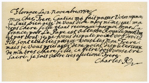 Letter from Charles Edward Stuart to his brother Henry Benedict, 2nd November 1784.Artist: Charles Edward Stuart