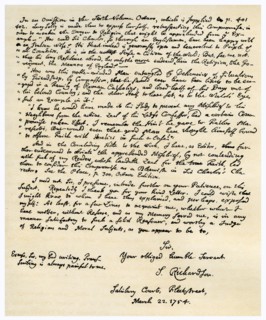 Letter from Samuel Richardson, 22nd March 1754.Artist: Samuel Richardson