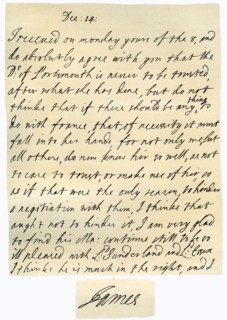 Letter from James II to his brother-in-law, Lawrence Hyde, late 17th century.Artist: King James II