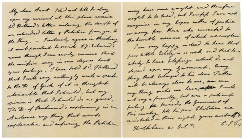 Letter from Charles James Fox to his Aunt Emily, 21st October 1798.Artist: Charles James Fox