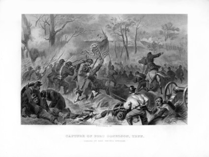 Charge of General Smith's Division, Capture of Fort Donelson, Tennessee, 1862-1867.Artist: Felix Octavius Carr Darley