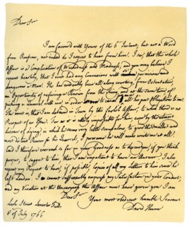 Letter from David Hume to Richard Davenport, 8th July 1766.Artist: David Hume
