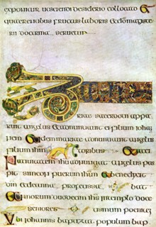 Portion of The Argument to the Gospel of St John, 800 AD, (20th century). Artist: Unknown