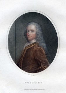 Francois Marie Arouet Voltaire, 18th century French writer and satirist, (1828).Artist: J Pass