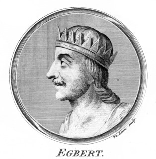 King Egbert of Wessex, first king of all England.Artist: W Lewis