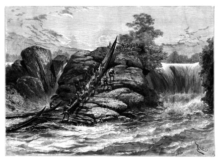 Falls at Booue, L'Ogooue, Gabon, 19th century.Artist: Coffinieres de Nordeck