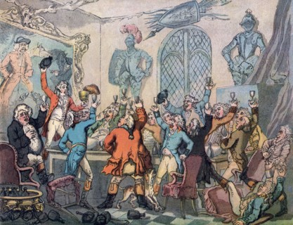 The Dinner, Humours of Fox Hunting, 1799.Artist: Thomas Rowlandson