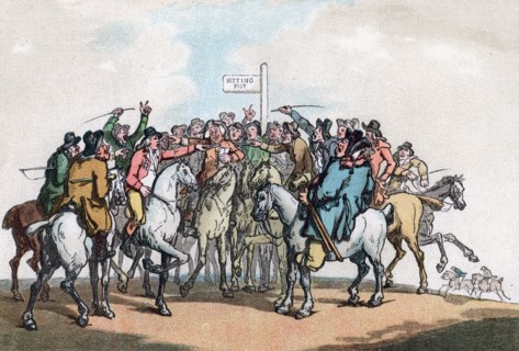 The Betting Post, Humours of Fox Hunting, 1799.Artist: Thomas Rowlandson
