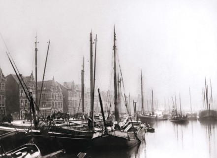 Canal boats, Rotterdam, 1898.Artist: James Batkin