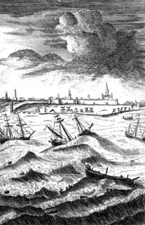 'Robinson Crusoe Shipwrecked at Yarmouth', c1719. Artist: Unknown