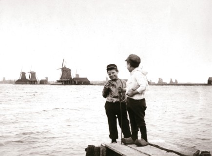 Boys by a canal, Laandam, Netherlands, 1898.Artist: James Batkin