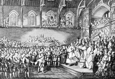 Henry III renewing the Magna Carta in 1253 (1905). Artist: Unknown